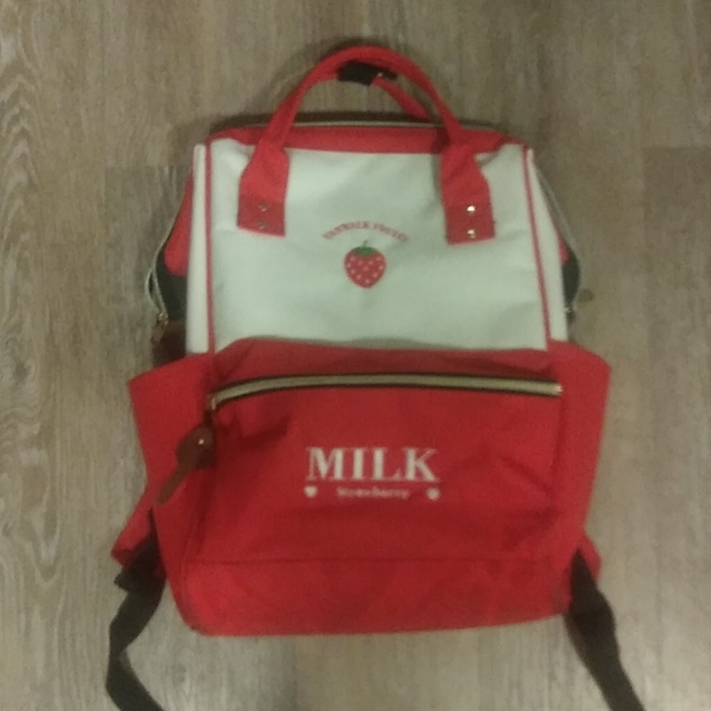 Large Stawberry milk backpack